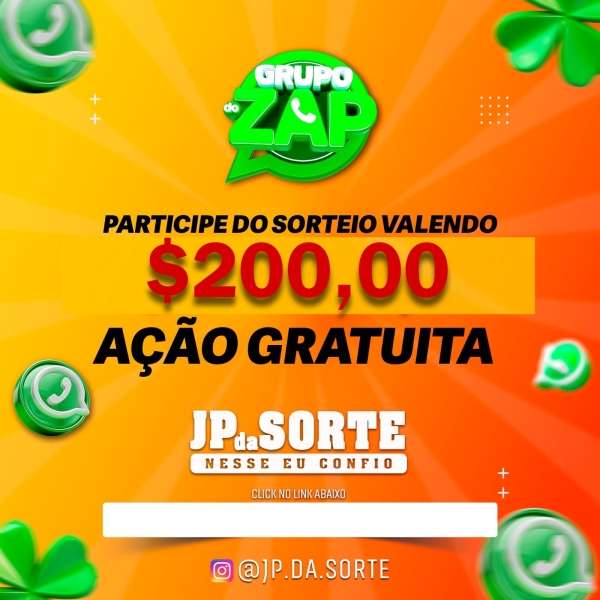 SORTEIO GRATUITO $200